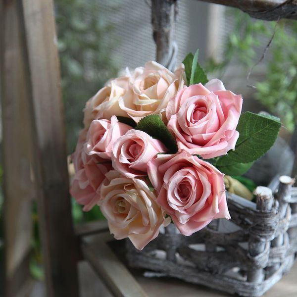 

simulation rose bouquet fake flower wedding hand home decoration plant decor party artificial flowers decorative & wreaths