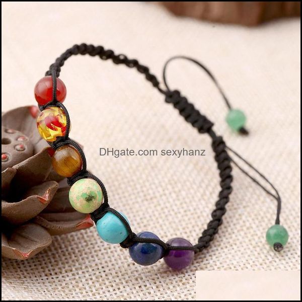 

bracelets jewelry beaded, strands xinjiao style 8mm seven chakras stone couples women bead bracelet female yoga drop delivery 2021 f8yer, Black