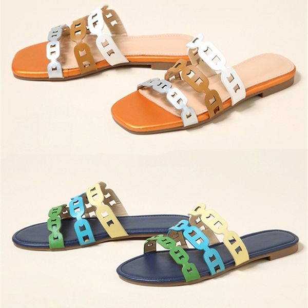 

2021 wholesale women plus size slippers summer shoes sandals beachwear hollow out strap flat colorful flip flops scuffs lovely pu leather co, Black