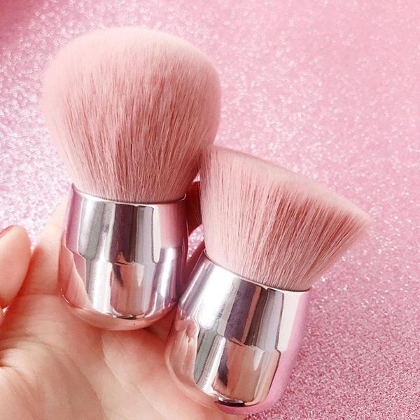 

1pc soft makeup brush pink hair mushroom shape face powder with portable aluminum short handle women make up tools nail brushes, Yellow