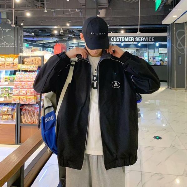 

men's jackets autumn jacket male trend handsome casual sports fake two-piece hong kong style korean version of the bf loose, Black;brown