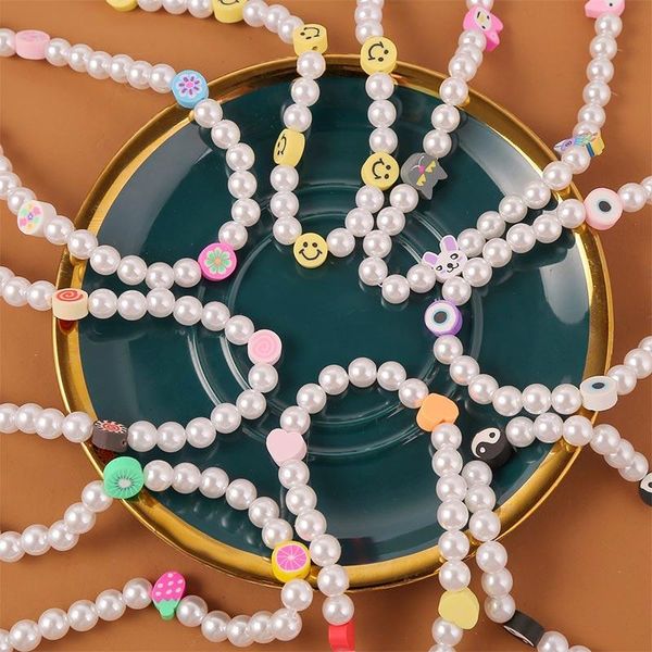 

pendant necklaces bohemian handmade rainbow flower smailing face for women white pearl beaded women's necklace wedding jewelry gifts, Silver