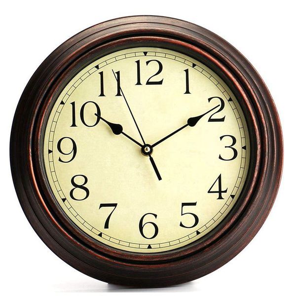 

wall clocks 12-inch round classic clock retro non ticking quartz decorative