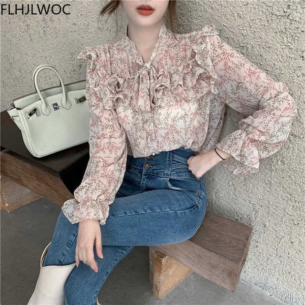 

women's blouses & shirts spring prairie chic blusas girl next door fashion style women floral print chiffon single breasted b, White