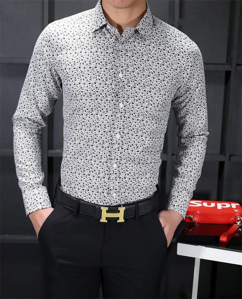 

2021 professional business short sleeve dress shirt fashion men's casual solid color print decorative #tl14, White;black
