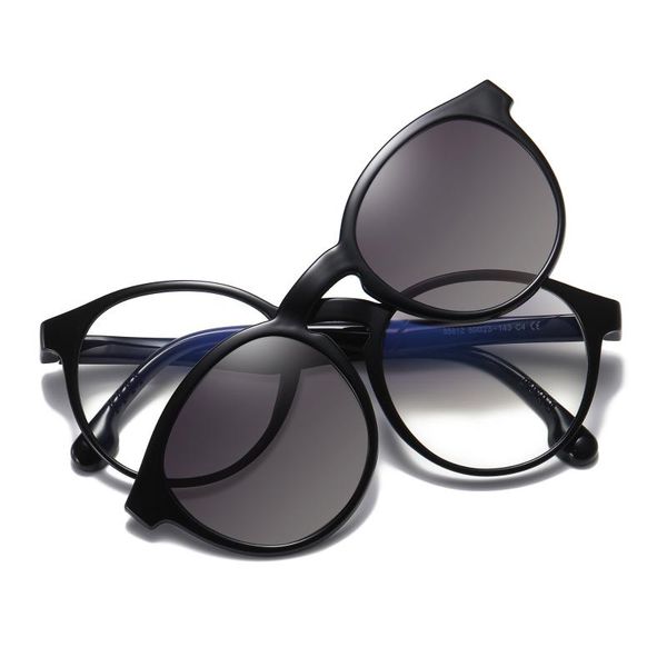 

fashion sunglasses frames kanspace women optical myopia glasses frame 2 in 1 magnetic clip on round eyewear men polarized spectacles 95912, Black