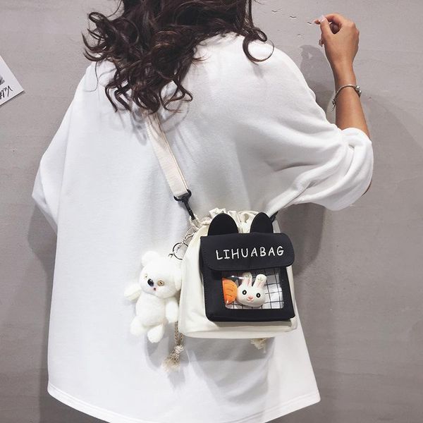 

evening bags small lady canvas shoulder bag japan cute plush bear fashion mini fabric handbag mobile phone messenger girl 2021 wallet