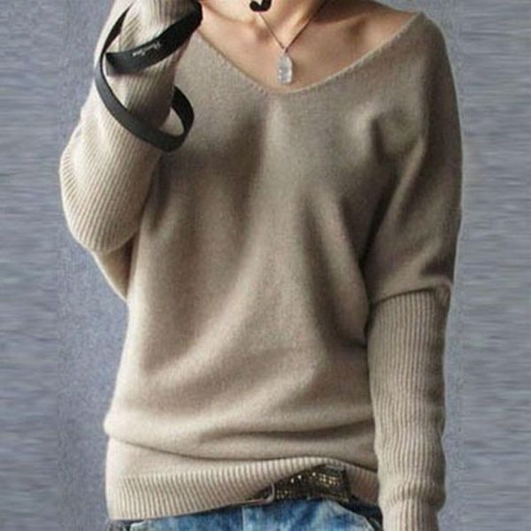 

women's tracksuits loose cashmere sweater female knitted basic, Gray