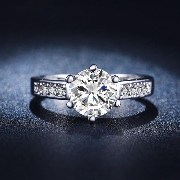 

wedding rings jewellery fine silver color women ring rhodium plated lady jewelry zircon luxury gift wholesale, Slivery;golden