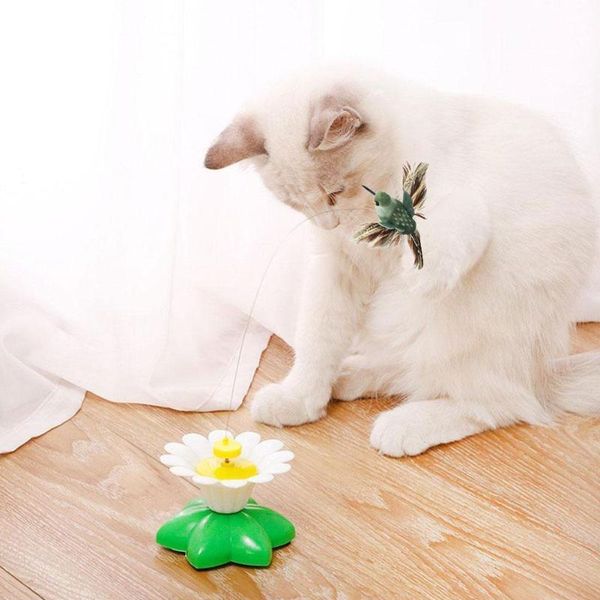 

electric bird flying around flowers pet toy funny rotary teaser stick risk kitten cat trainningseat p3n1 toys