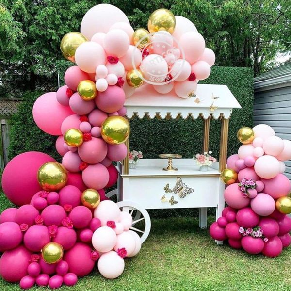 

160pcs/set pink rose diy balloon garland arch kit latex balloons 4d gold foil for birthday baby shower weddings party decoration