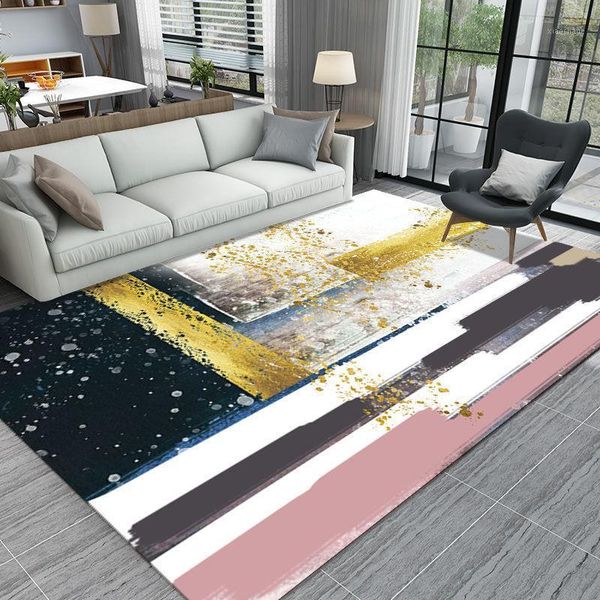 Tapetes 3D impressão tapete tapete multicor rosa ouro decoração antiderrapante sala de estar grande meninas mat