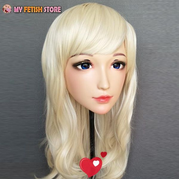 

party masks (ching-01)female girl resin half head kigurumi bjd eyes crossdress cosplay japanese anime role lolita mask with and wig