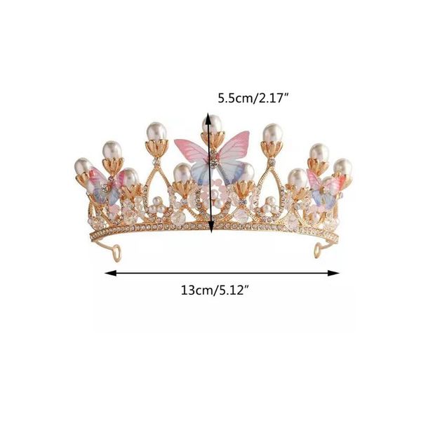 

hair accessories princess crown rhinestone pearl headband butterfly crystal hoop vintage halloween costume 7xec, Slivery;white