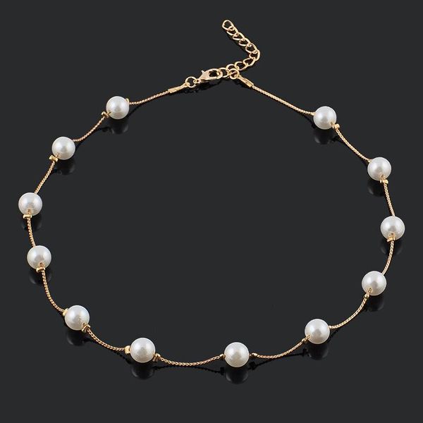 

pendant necklaces korean fashion pearl choker necklace women's wedding party clavicle chain accessories gifts for the year jewellery, Silver