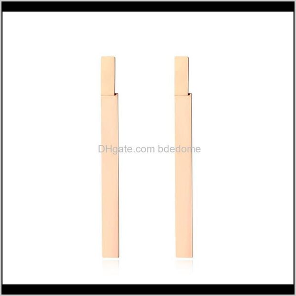 

stud drop delivery 2021 stainless steel glossy long earrings rose gold geometric rec shape jewelry for women hyperbol office je19012 9p1oi, Golden;silver