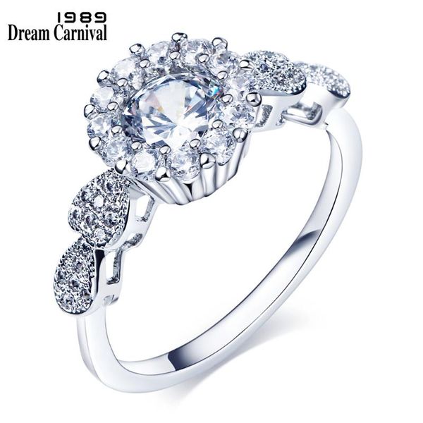 

cluster rings dreamcarnival 1989 petite engagement wedding jewelry clear white cubic zircon ent for women sj24580, Golden;silver