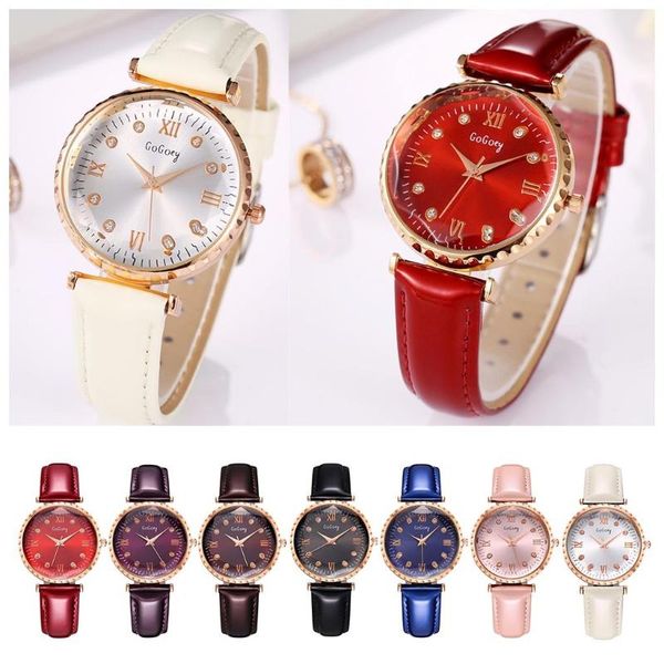 

watch women simple inlaid leather strap bracelet ladies color for women's watches lady quartz wristwatches, Slivery;brown