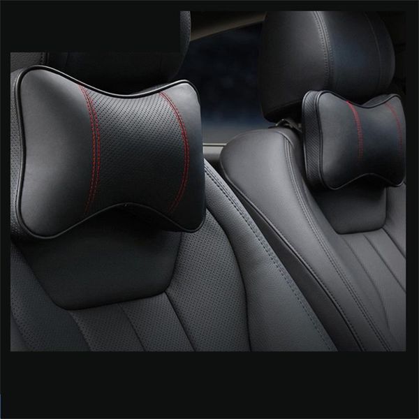 

seat cushions 2 pieces universal car pu leather headrest neck pillow head back support cushion black brown