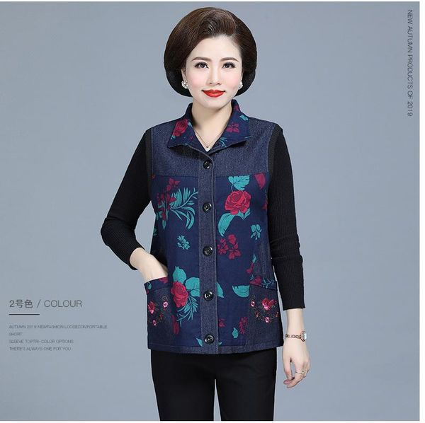 

women's vests 2021 spring middle-aged vest casual print long-sleeved plus size 5xl female t743, Black;white