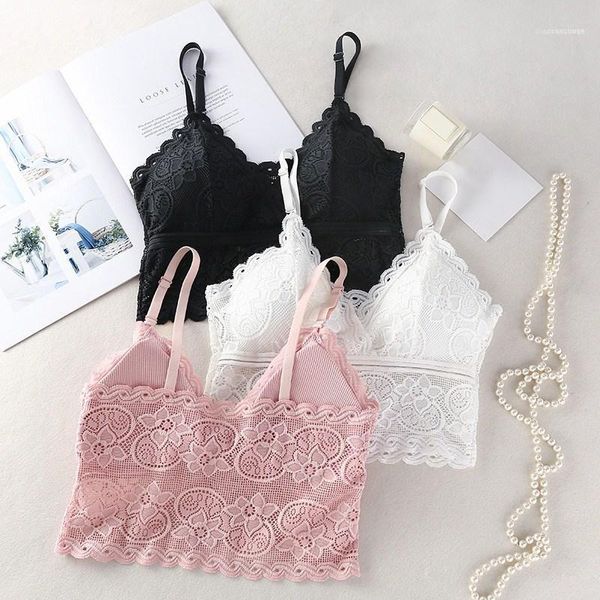 

camisoles & tanks women underwear embroidery floral wireless bra deep v-neck lace bras summer clothing1, Black;white