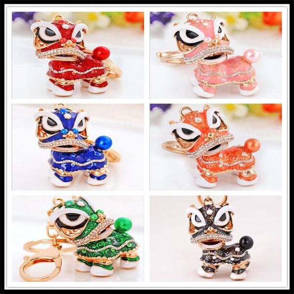 

keychains 2021 fashion creative lion dance keychain girls bag ornaments car key chain exquisite gift birthday party favors, Silver