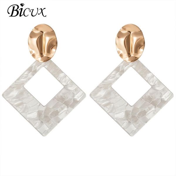 

dangle & chandelier bicux korean statement acrylic drop earrings for women fashion jewelry vintage big geometry square party earring 2021, Silver