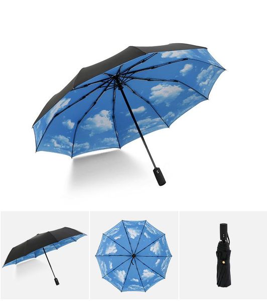 

umbrellas brand anti uv double layer automatic rain umbrella women folding parasol windproof female male 10k large men business