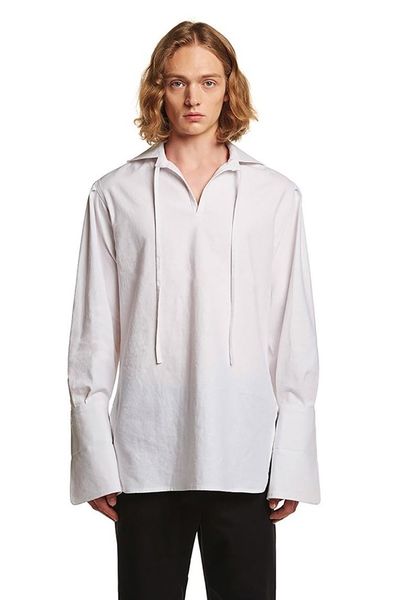 

men's clothing fashion hair stylist korean catwalk personality loose shirt plus size singer stage costumes casual shirts, White;black