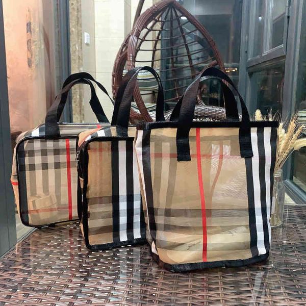 

cosmetic bags handbags korean net red lattice hollow mesh handbag breathable wash portable fitness bath