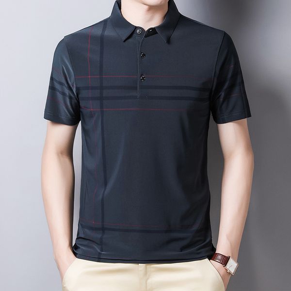 

korean trend polo shirt lapel ice silk men's short-sleeved t-shirt business casual men's quick-drying shirt compassionate men, White;black