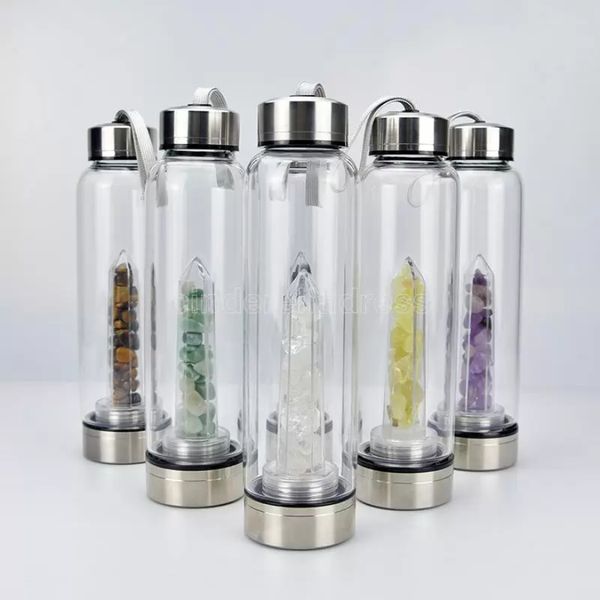 

2022 new natural quartz gem glass water bottle direct drinking glass crystal cup 8 styles dhl fast