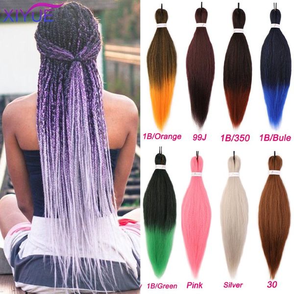 

human ponytails xiyue 26 inches pre stretched braiding hair synthetic extensions professional low temperature fiber ng, Black