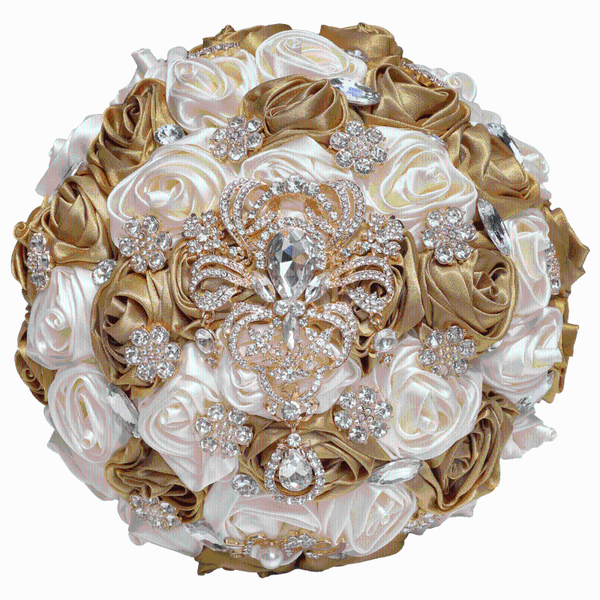 

decorative flowers & wreaths golden rhinestone brooch wedding bouquet for bride bridesmaid ribbon many size and colors w299b