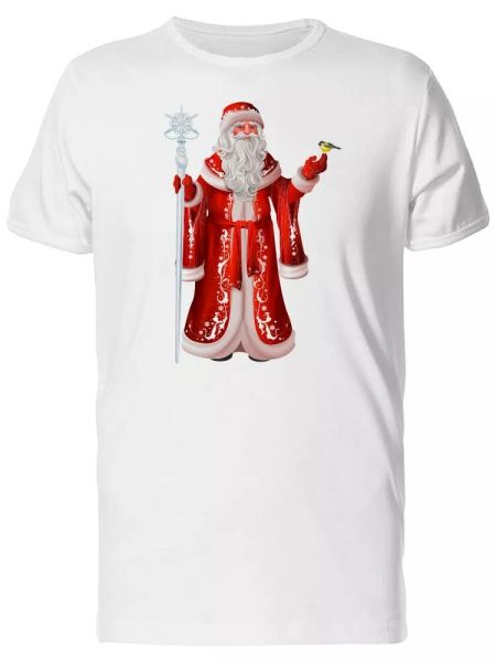 

russian santa bird on hand men's tee -image by shutterstock, White;black