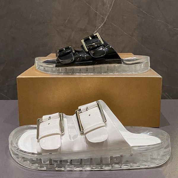 

sandals shoes women buckle leather flat round toe platform ladies summer causal white, Black
