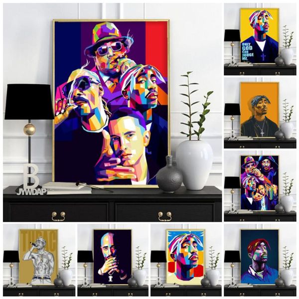 

paintings fashion west coast hip hop tupac music poster and prints canvas painting on wall art 2pac picture for living room home decor