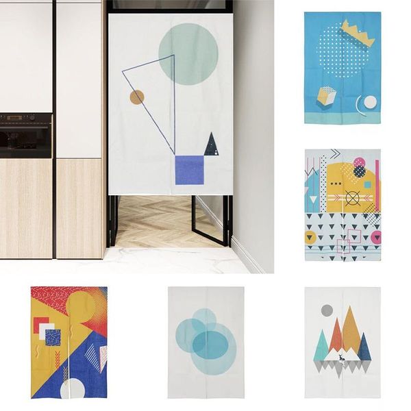 

simple geometry cloth door curtain bedroom decoration toilet blackout kitchen partition without punching & drapes