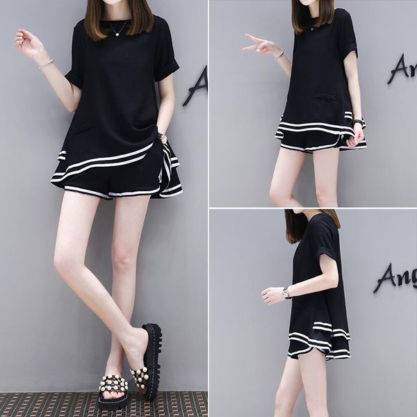 

spring summer women sets loose fashion two pieces set casual short sleeve shorts sports joggers suit women's tracksuits, Gray
