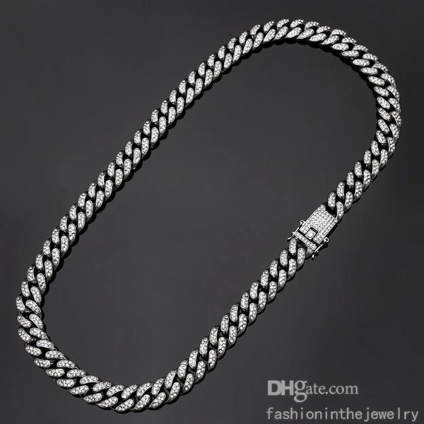 

fashion chains designer jewelry luxury gold miami necklaces and bracelet set wholesale iced out chain diamonds hip hop necklace for men silv, Silver