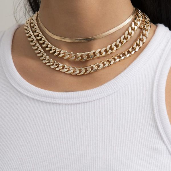 

punk style multilayer clavicle chain neck female trendy simple alloy chokers necklaces party accessories gifts jewelry chains, Silver