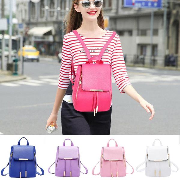 

women leather handbag soft face fashion retro college backpack