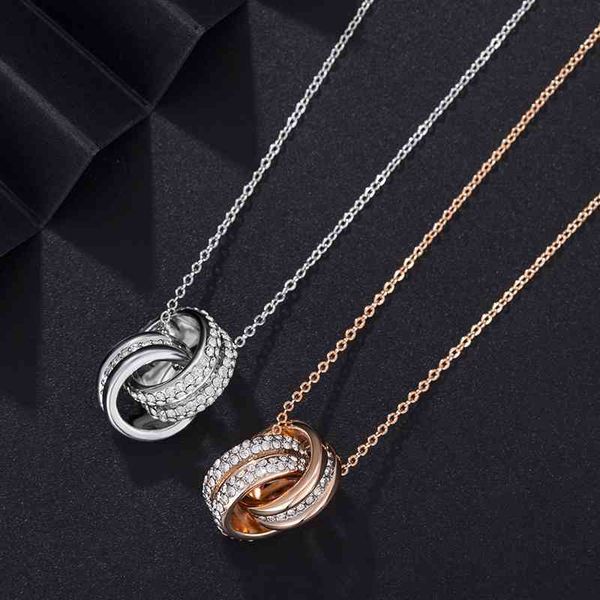 

shi jia rose gold necklace with golden ring, Silver