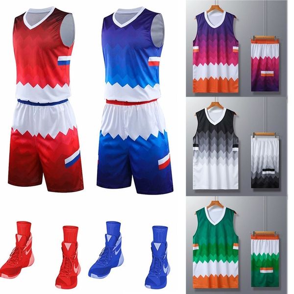 

basketball suit student match team children's training uniform gradient personality pattern shirt for men and women, Gray