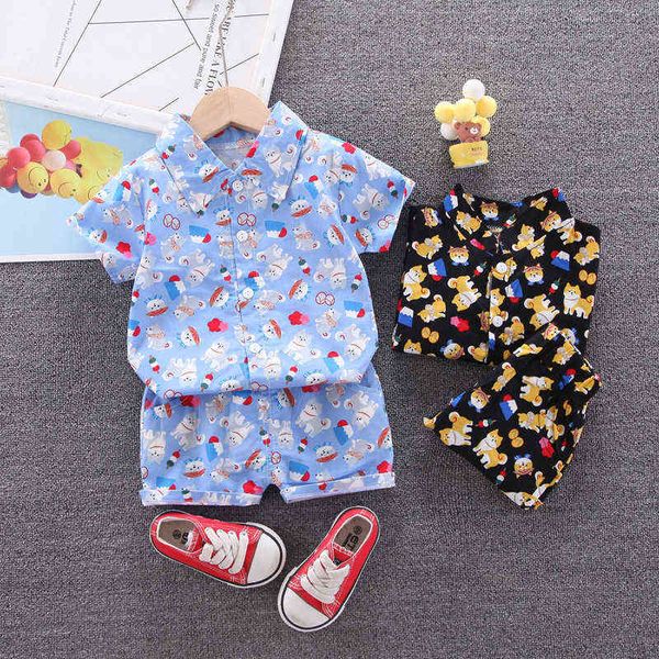 Abbigliamento per bambini 2022 Estate Nuovo Cartoon Ragazzi Cucciolo Camicia a maniche corte Vestito Abbigliamento per bambini Casual Infantile Baby Set 1 2 3 4 5 Anni G220310