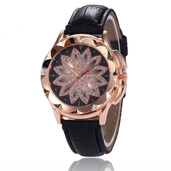 

wristwatches rose gold frauen elegante armbanduhr neue mode casual damen uhren strass lederband quarz madchen geschenk bracelet watch, Slivery;brown