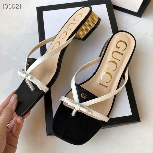 

sandals slippers 2021 new g slippers brand fashion net red family flip flop thick heel flat lazy shoes zly zly, Black