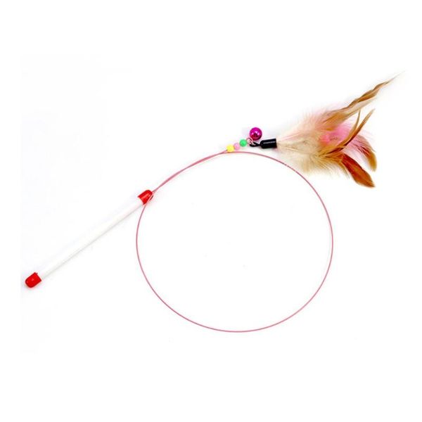

cat toys wire funny stick toy pet with feather bells pole supplies fishing chicken hair