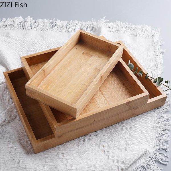 

kitchen storage & organization european style rectangle tray serving plate wooden bamboo snack deseert fruit teaboard for home