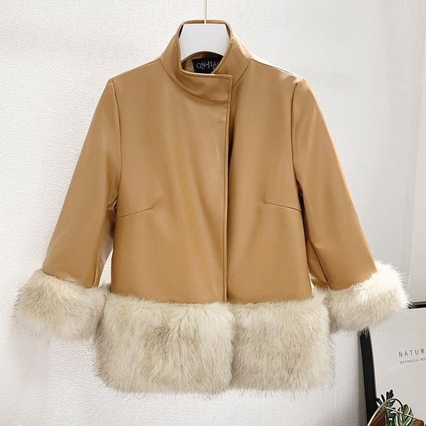 

autumn winter leather jacket imitation fur motorcycle jackets women casual bomber pu 4xl women's & faux, Black